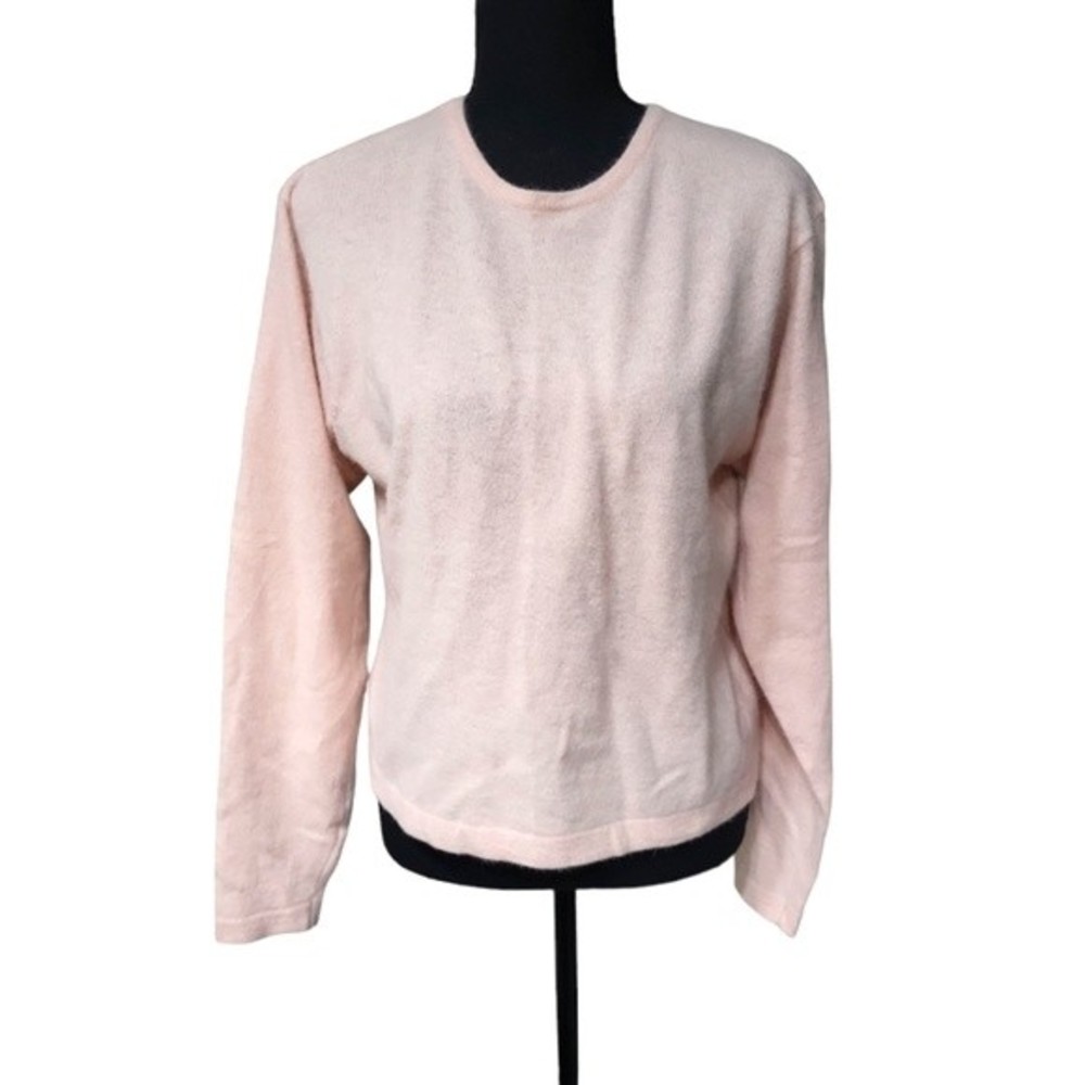 EUC Angora wool Liz Claiborne women's peachy pink crewneck lambwool sweater, M - Picture 1 of 6
